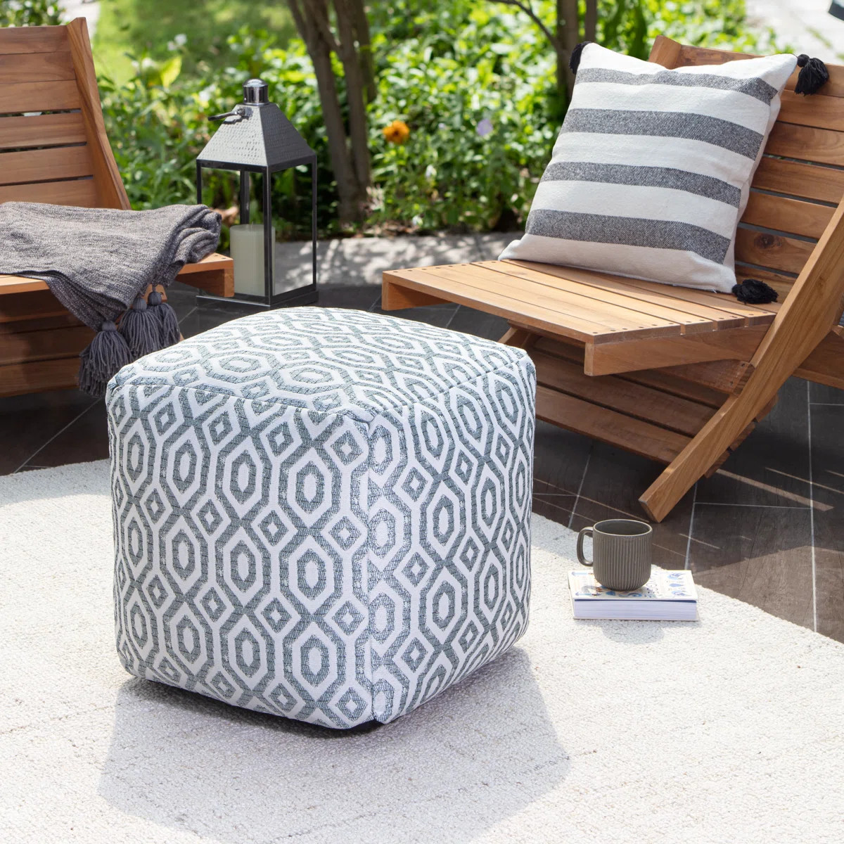 Glorianne Upholstered Outdoor Pouf Patio Ottoman | Wayfair North America