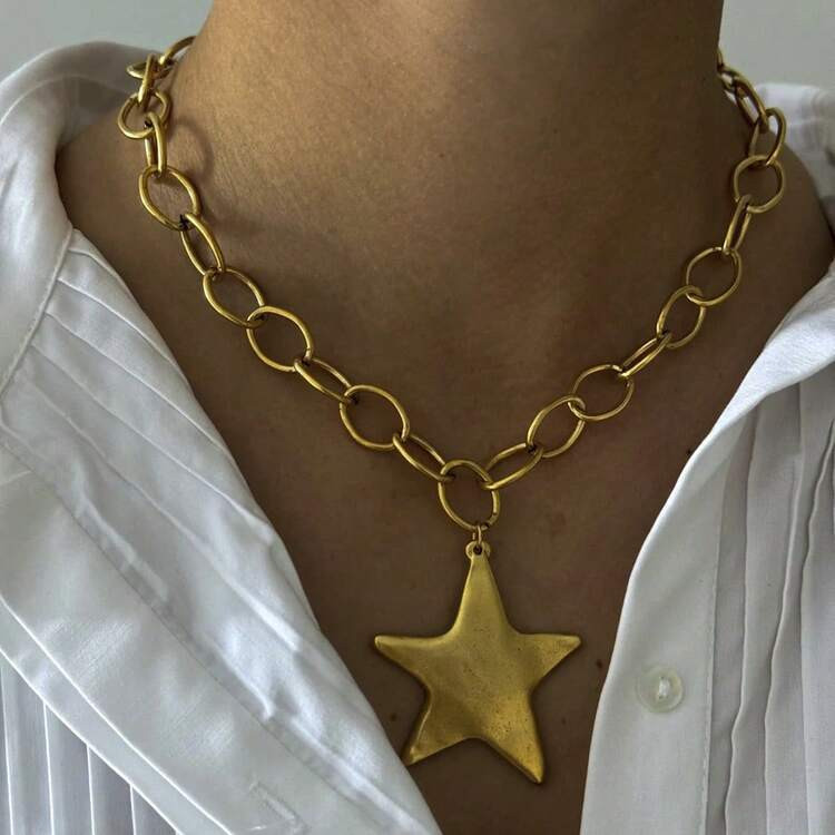 Chic Silvery Chain Necklace Chunky Necklace, Uno De 50 Style Necklace, Chunky Chain Choker, Boho ... | SHEIN