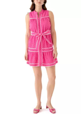 Crown & Ivy™ Women's Short Sleeve Eyelet Piped Dress | Belk