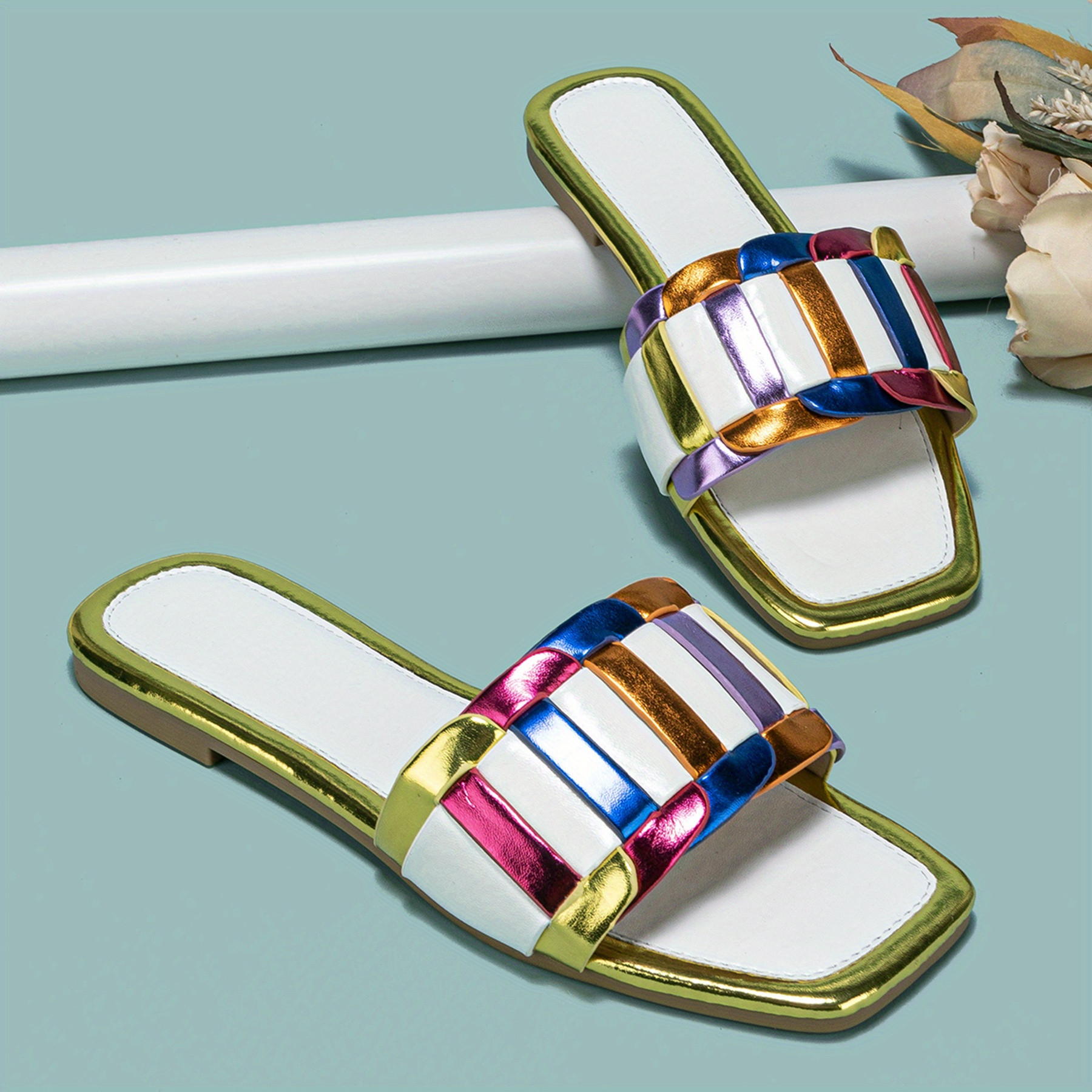 Women's Multi Color Strappy Back Slide Sandals Casual Slip - Temu | Temu Affiliate Program