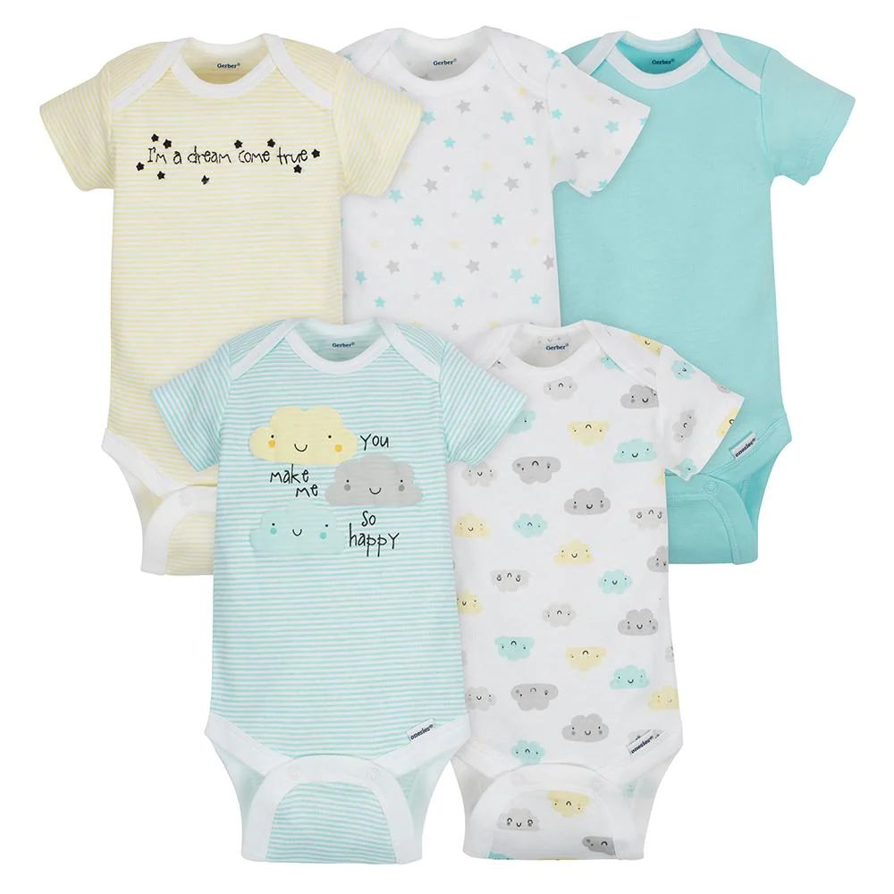 5-Pack Short Sleeve Clouds Onesies® Bodysuits | Gerber Childrenswear