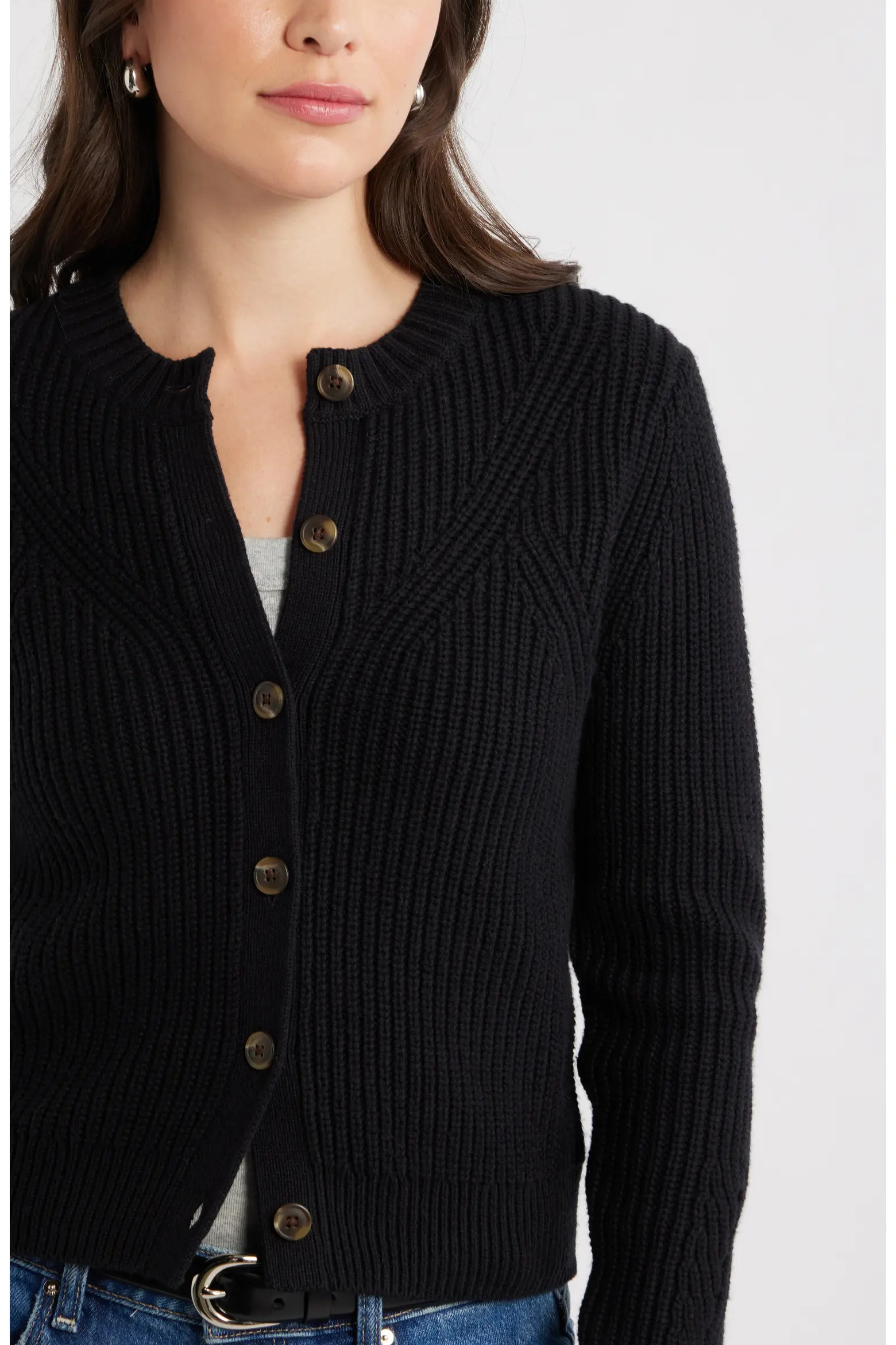 Shaker Stitch Pointelle Pima Cotton & Merino Wool Cardigan (Women) | Nordstrom | Nordstrom