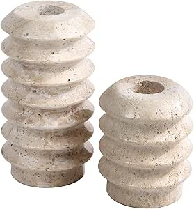 HofferRuffer Travertine Candlestick Holders, Set of 2 Natural Stone Candle Holder Decorative Cand... | Amazon (US)