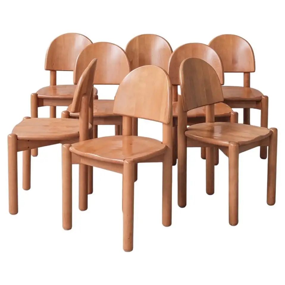 Pine Mid-Century Dining Chairs attr. to Rainer Daumiller (Set of 8) | 1stDibs