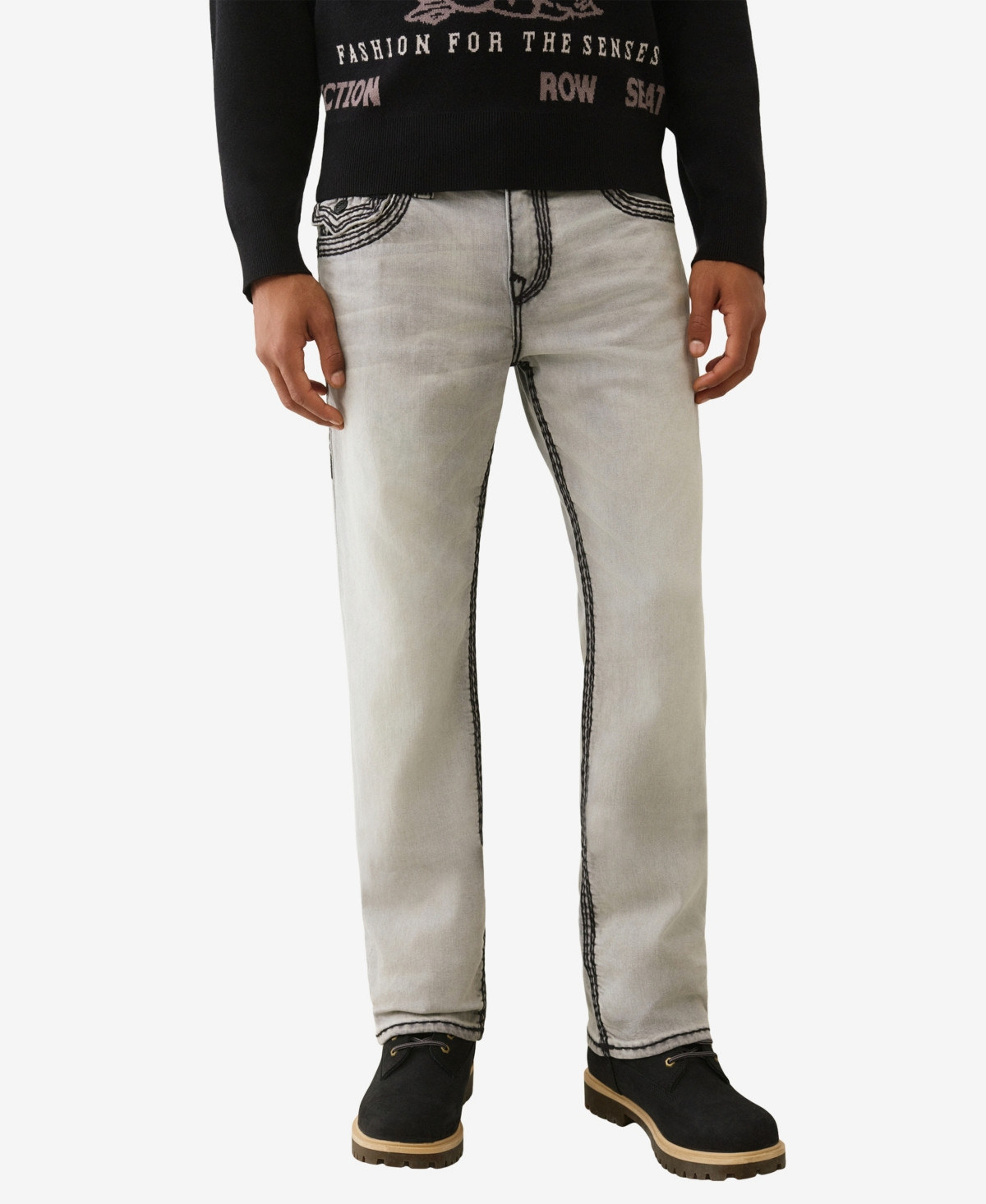 True Religion Men's Ricky Straight Super Qt Flap Jeans - Gritstone Gray Wash | Macy's