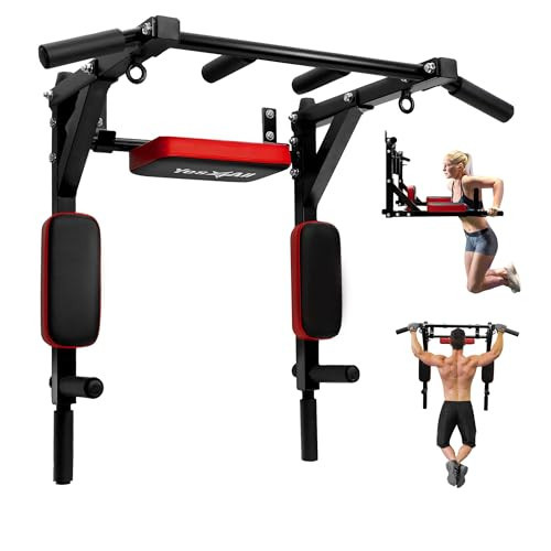 Yes4All Multifunctional Wall Mounted Pull Up Bar Chin Up Bar Dip Station for Home Gym Workout, Power Tower Set Training Equipment Fitness Supports 515 lbs | Amazon (US)