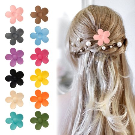 12 Pcs Hair Claw Clips with Flower Shaped Colorful Practical Non Slip Hair Jaw Clips Durable Strong  | Walmart (US)