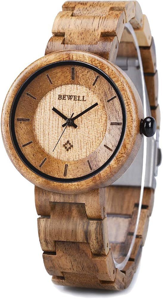 BEWELL Wood Watches for Women, Wooden Handmade Watch with Lightweight Adjustable Wood Band, Natur... | Amazon (US)