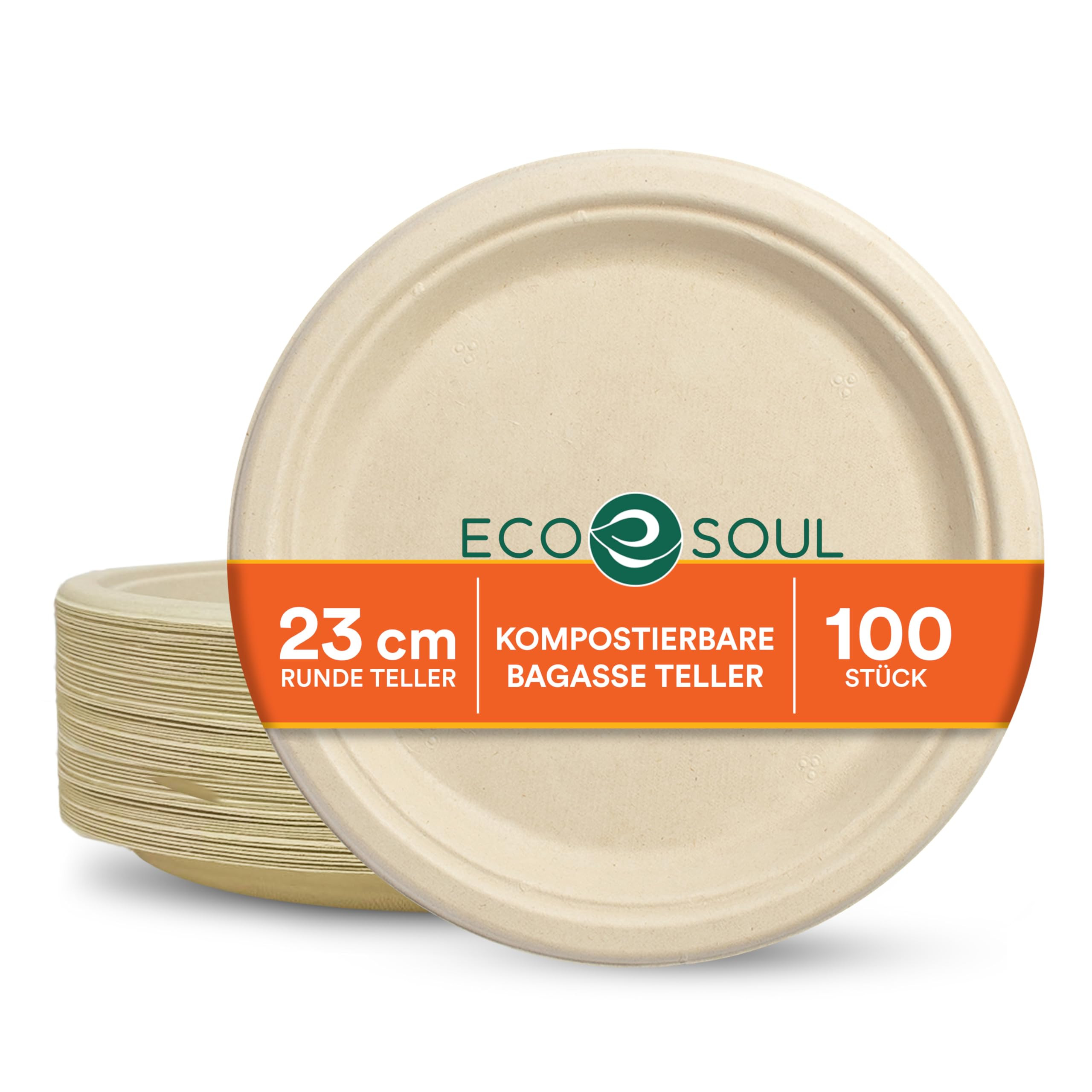 ECO SOUL 9 Inch Compostable Disposable Paper Plates [100 Pack] Food Safe 100% Virgin Bagasse Pulp... | Amazon (US)