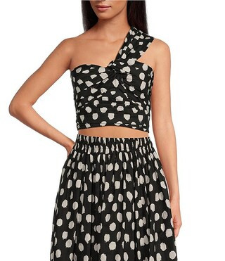 Lucy Paris Sophia Polka Dot Print One Shoulder Sleeveless Coordinating Top | Dillard's | Dillard's