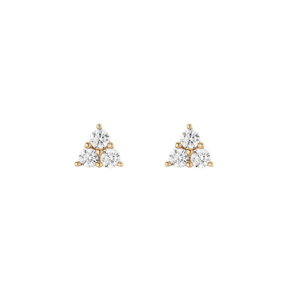 Lab Grown White Sapphire Trinity Stud Earrings | AUrate New York
