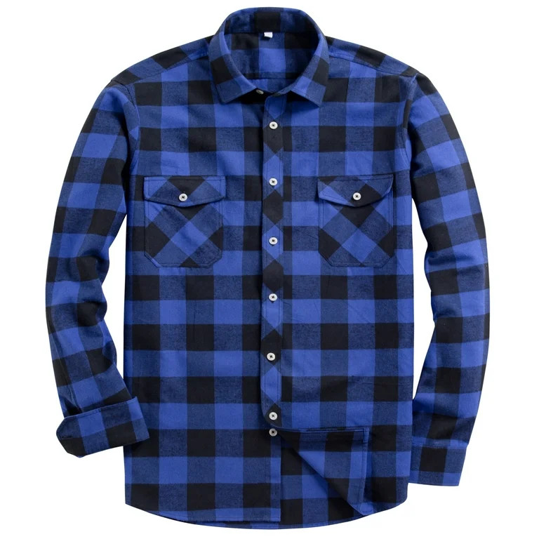 Alimens & Gentle Mens Long Sleeve Plaid Flannel Casual Shirts Button Down Male Regular Fit | Walmart (US)
