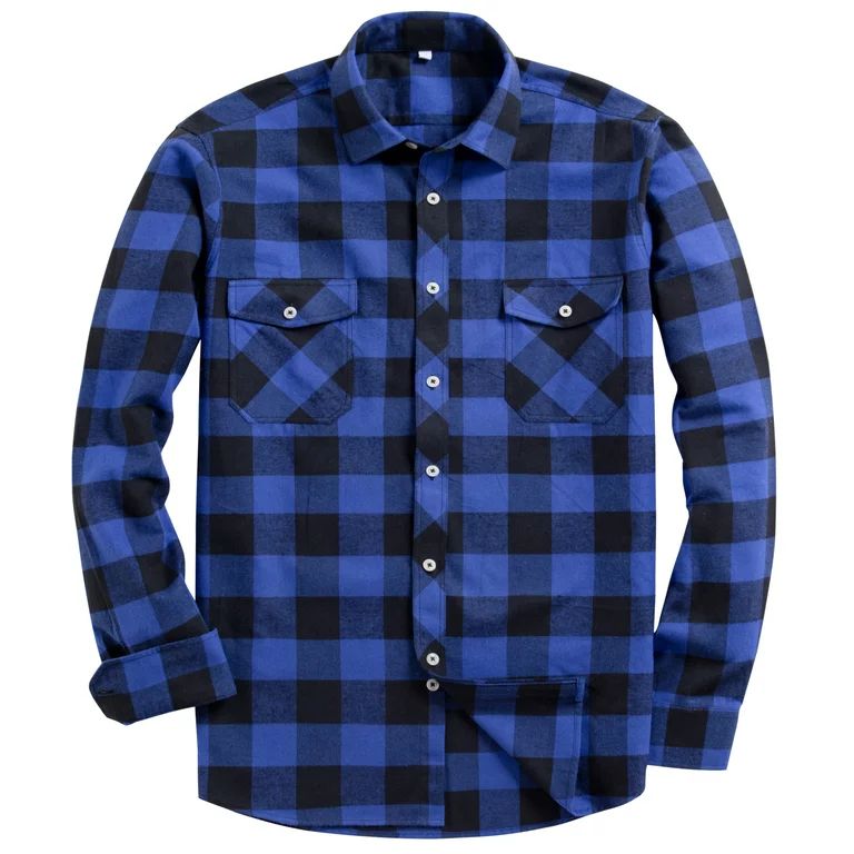 Alimens & Gentle Mens Long Sleeve Plaid Flannel Casual Shirts Button Down Male Regular Fit | Walmart (US)
