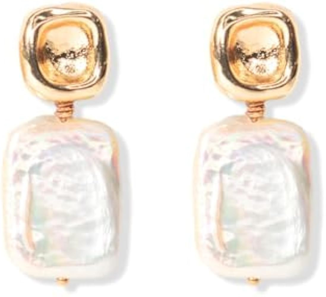 Baroque Pearl Earrings 18K Gold Plated Drop Dangle Earrings for Women Freshwater Pearl Earrings D... | Amazon (US)