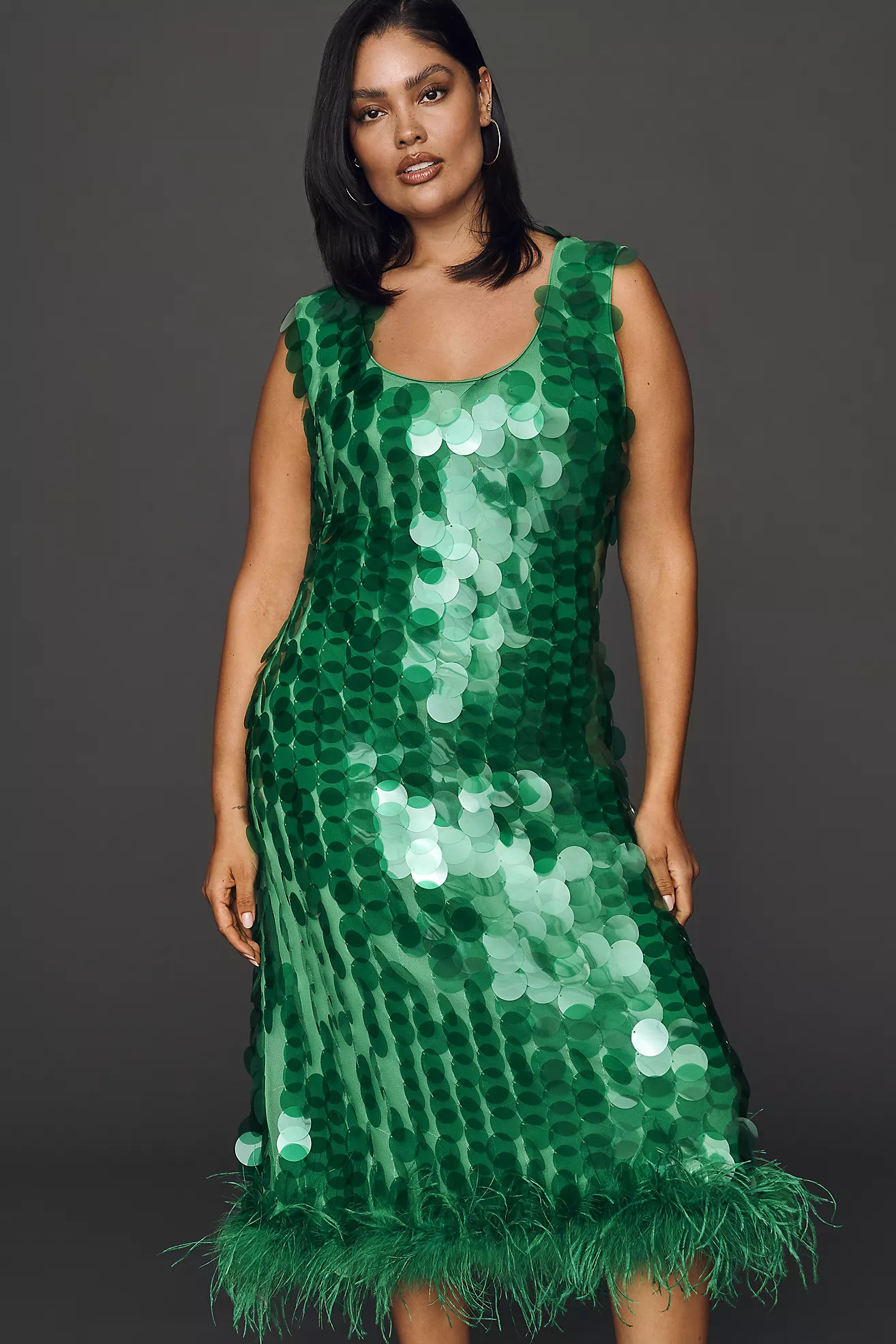 Hutch Scoop-Neck Sequin Midi Dress | Anthropologie (US)