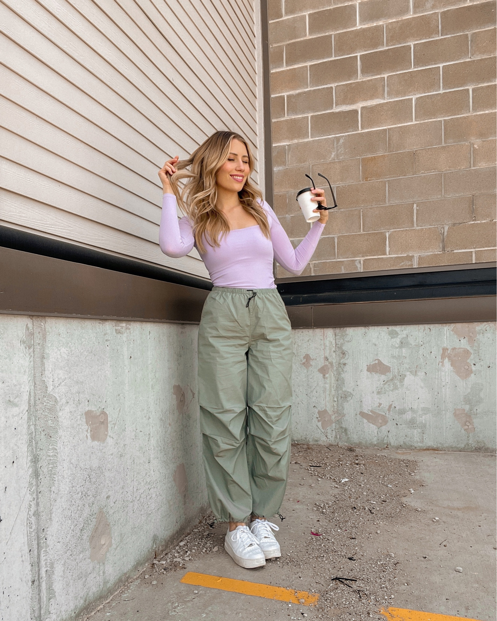 Wearing a size M/L in top (runs small)

spring outfits, parachute pants, cargo pants, travel outfits, casual outfit ideas , free people clean lines

#LTKunder50 #LTKsalealert