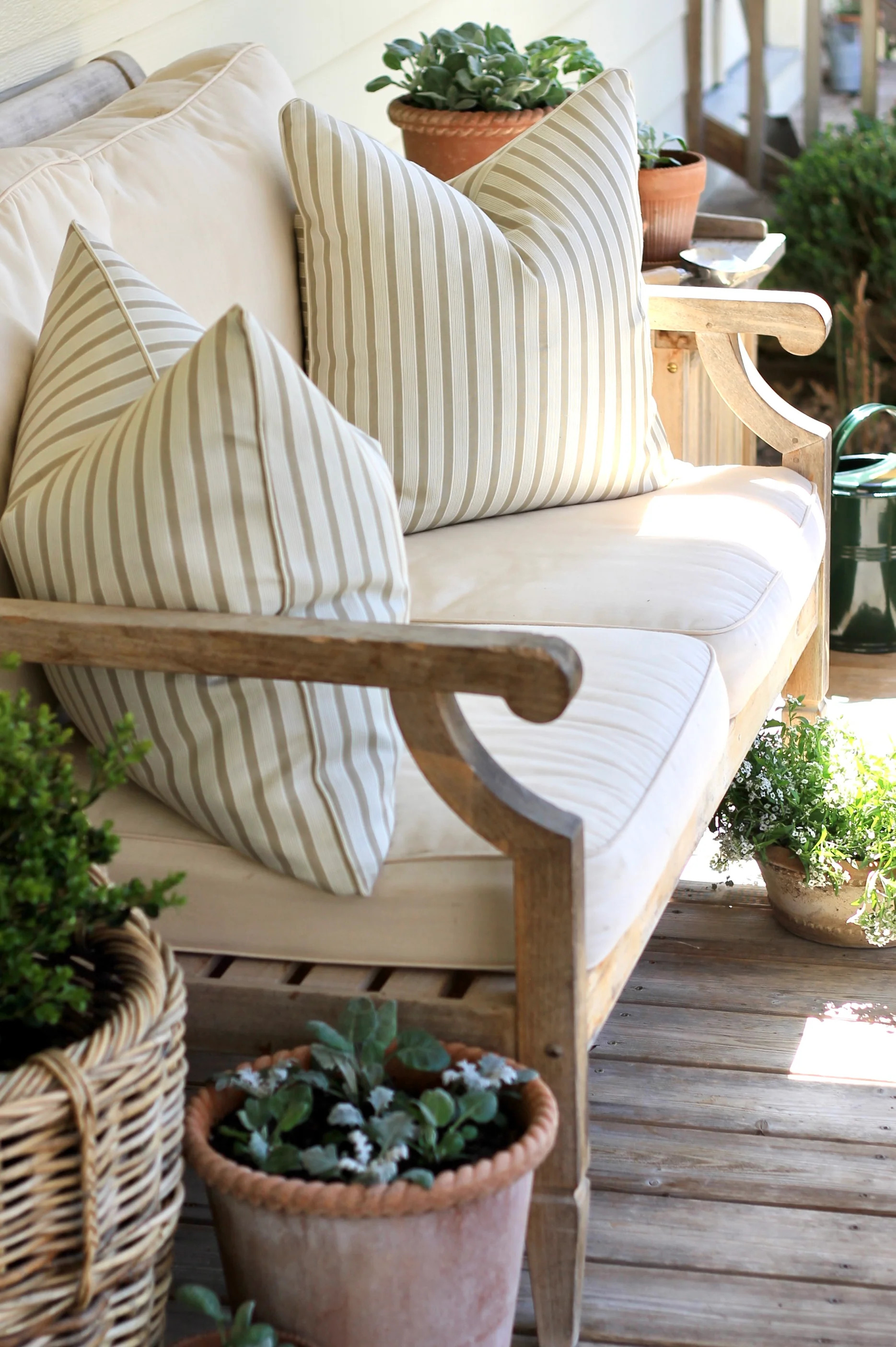 Outdoor JSH Stripe Pillow Covers in Wheat | 3 Sizes | JSH Home Essentials