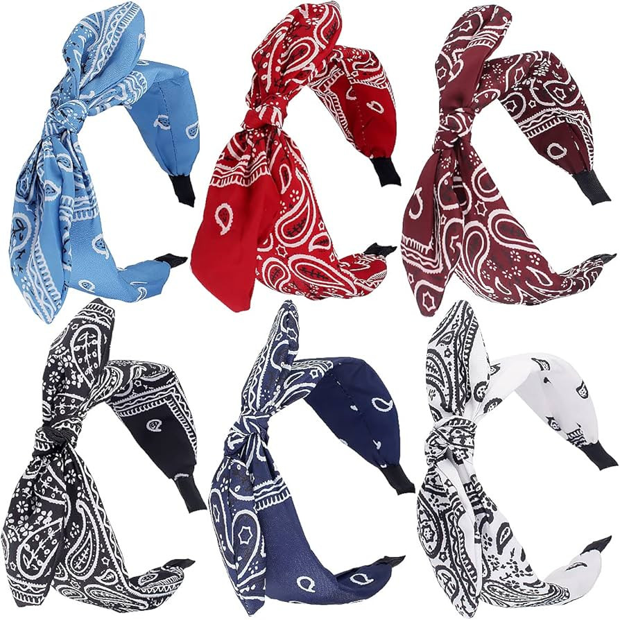 TOBATOBA Bandana Headband for Women Knotted Bow Headbands for Women Paisley Headband Cute Rabbit ... | Amazon (US)