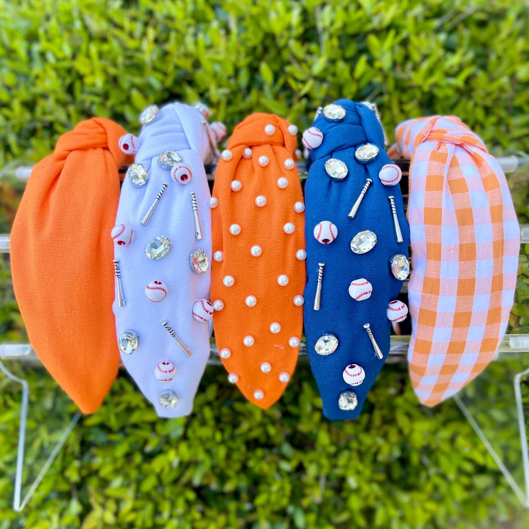 Astros Beaded Headbands Women Houston Astros Headbands Girls Orange Headbands, Mothers Day Gift f... | Etsy (US)