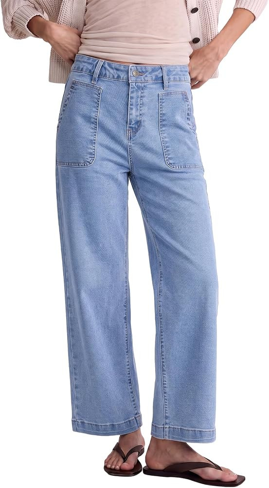 Sidefeel Women's Wide Leg Jeans High Waisted Stretchy Ankle Denim Pants | Amazon (US)