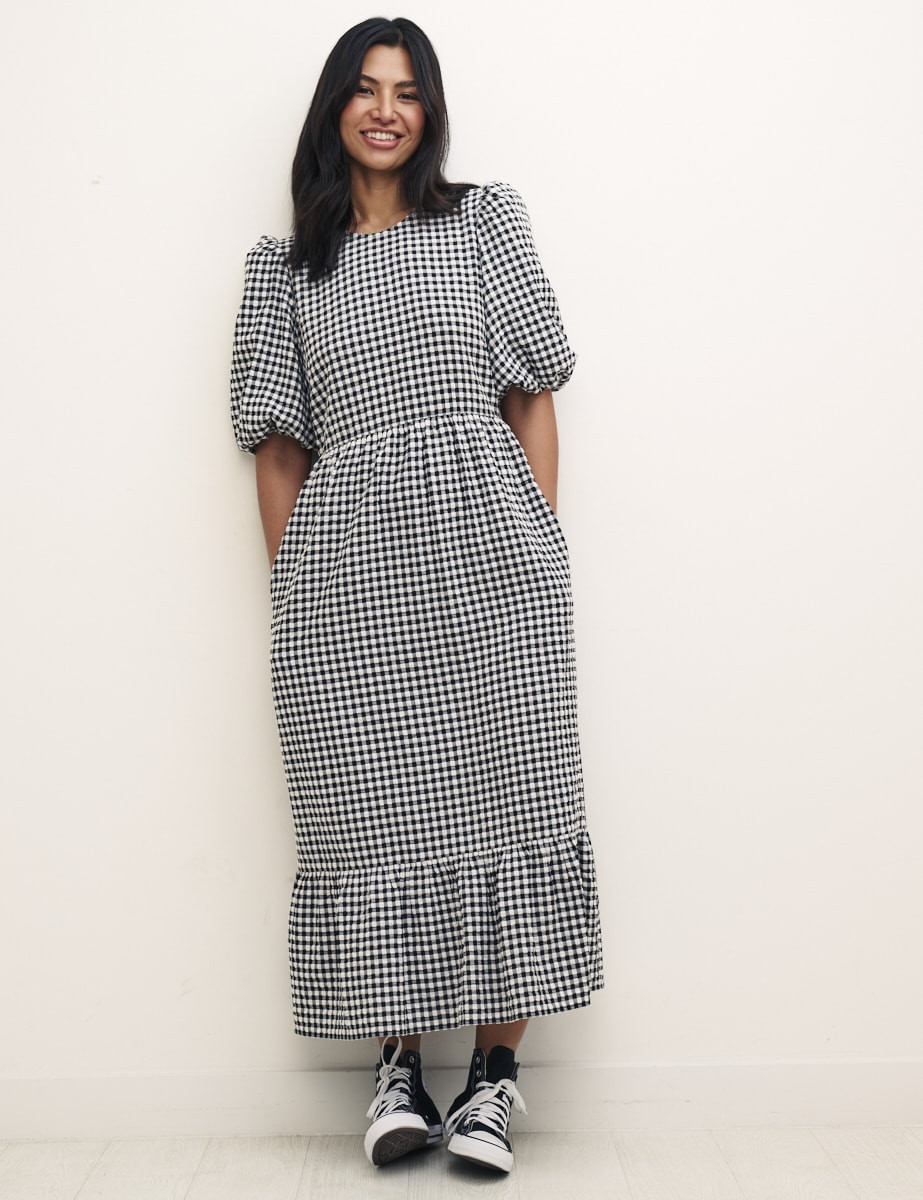 Black Gingham Maria Smock Midi Dress | Nobody's Child
