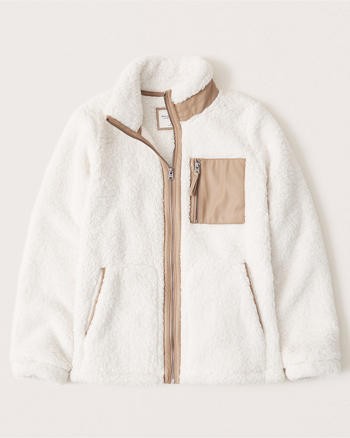 Sherpa Leather-Trim Jacket | Abercrombie & Fitch (US)