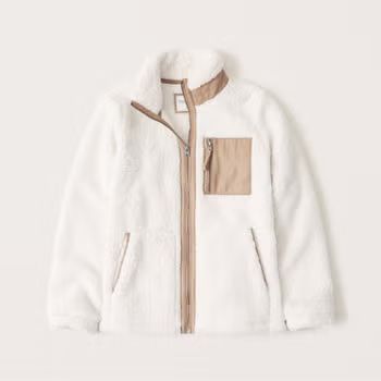 Sherpa Faux Leather-Trim Jacket | Abercrombie & Fitch (US)