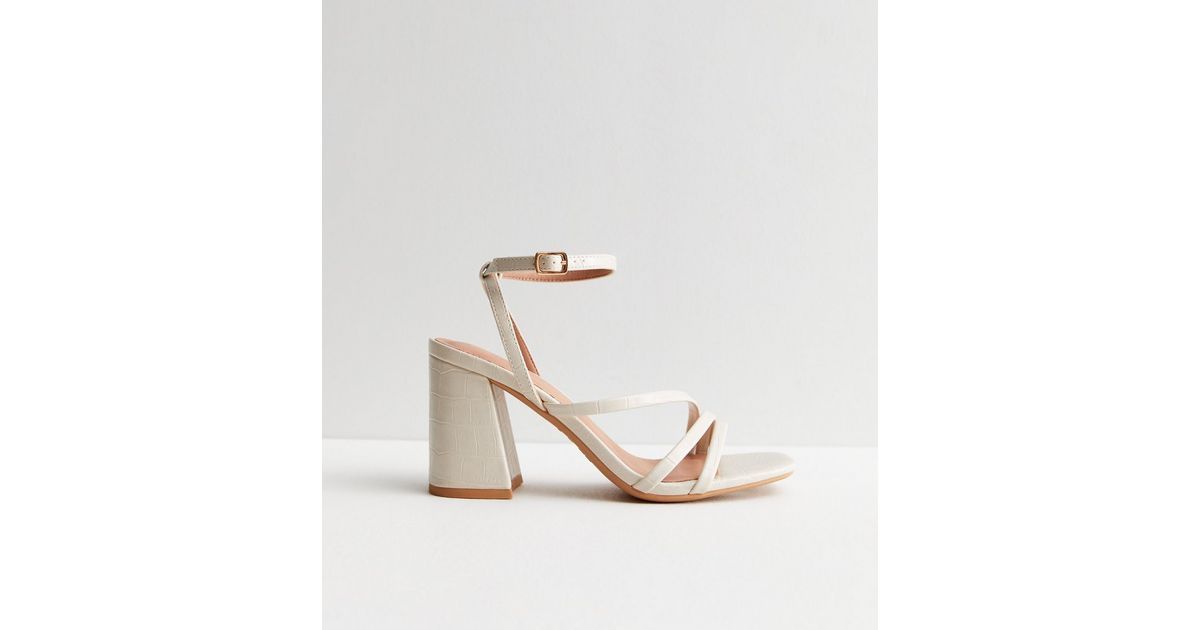 Off White Leather-Look Strappy Block Heel Sandals
						
						Add to Saved Items
						Remove fr... | New Look (UK)