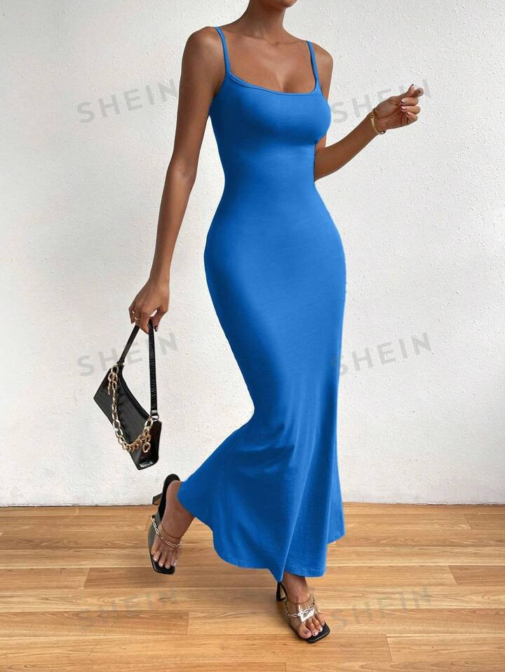 SHEIN Privé Solid Mermaid Hem Cami Dress | SHEIN