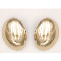 Gold Chunky Oval Stud Earrings | PrettyLittleThing UK