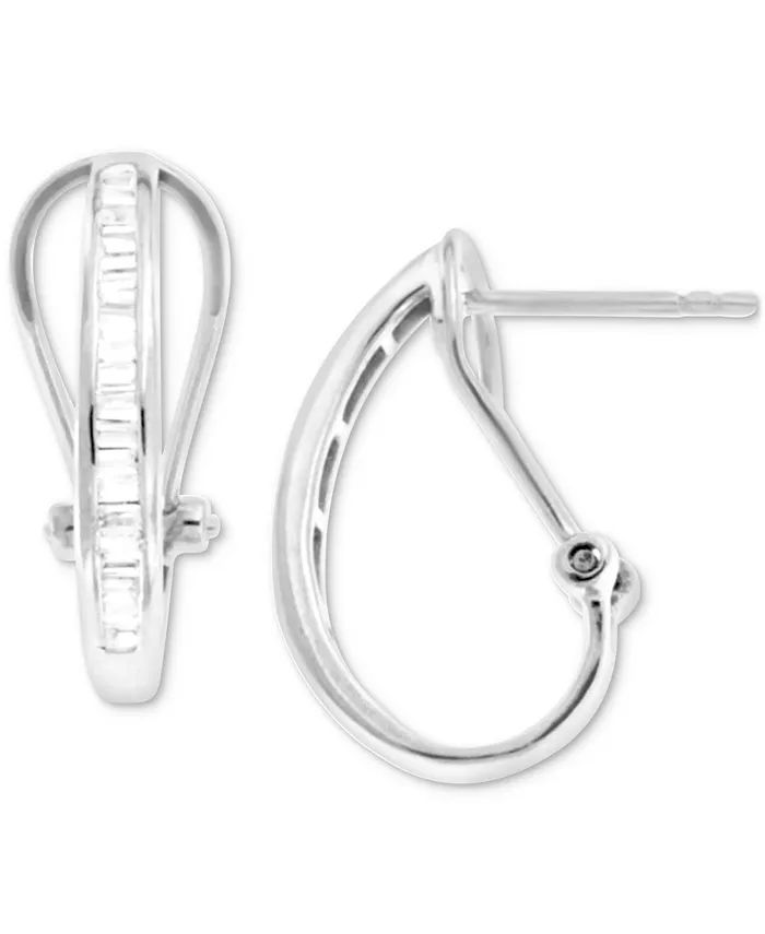 Diamond Baguette Hoop Earrings (1/2 ct. t.w.) in 14k White or Yellow Gold | Macys (US)