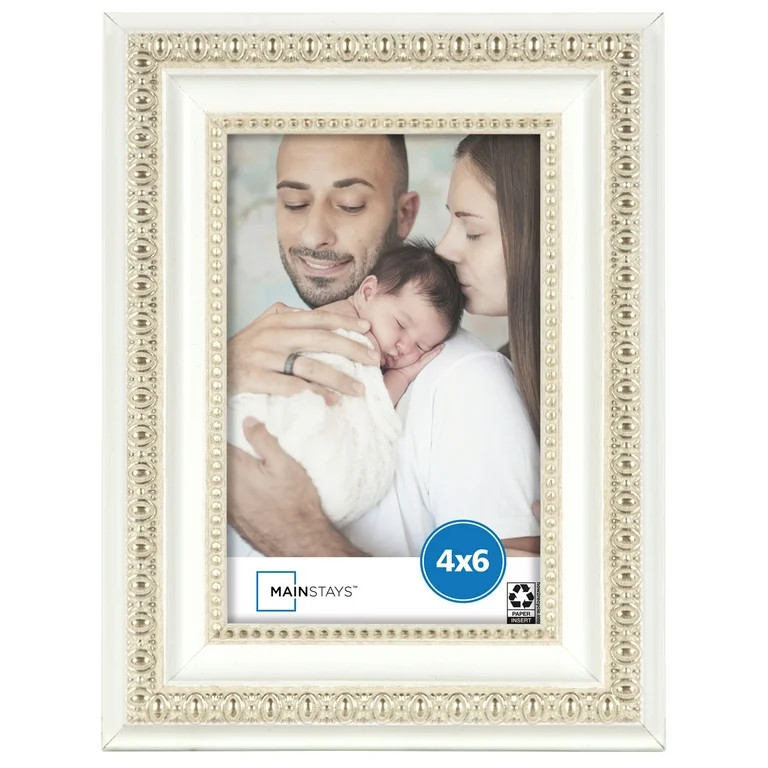 Mainstays 4x6 White Ornate Decorative Tabletop Picture Frame | Walmart (US)
