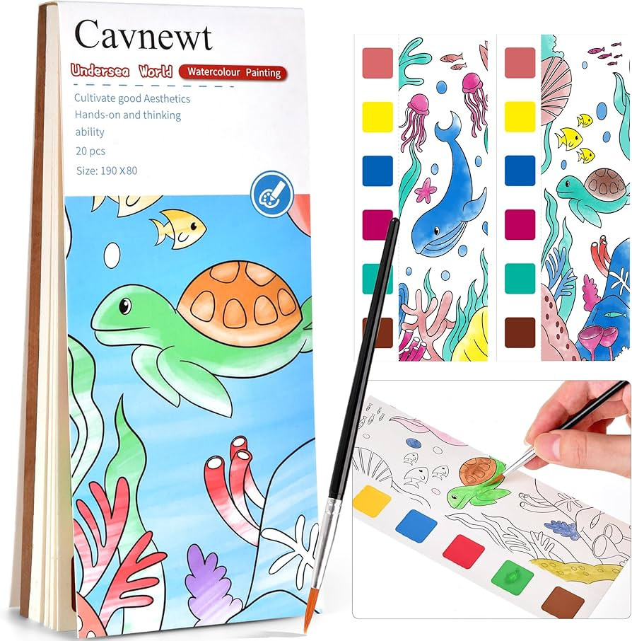 Cavnewt Pocket Watercolor Painting Book,21-Pages,Travel Paint Watercolor Coloring Book Set for Ki... | Amazon (US)