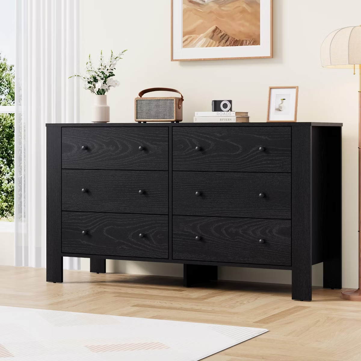 6 Drawer Dresser for Bedroom, Modern Double Dresser Organizer with Storage Drawers, Wooden Chests... | Target