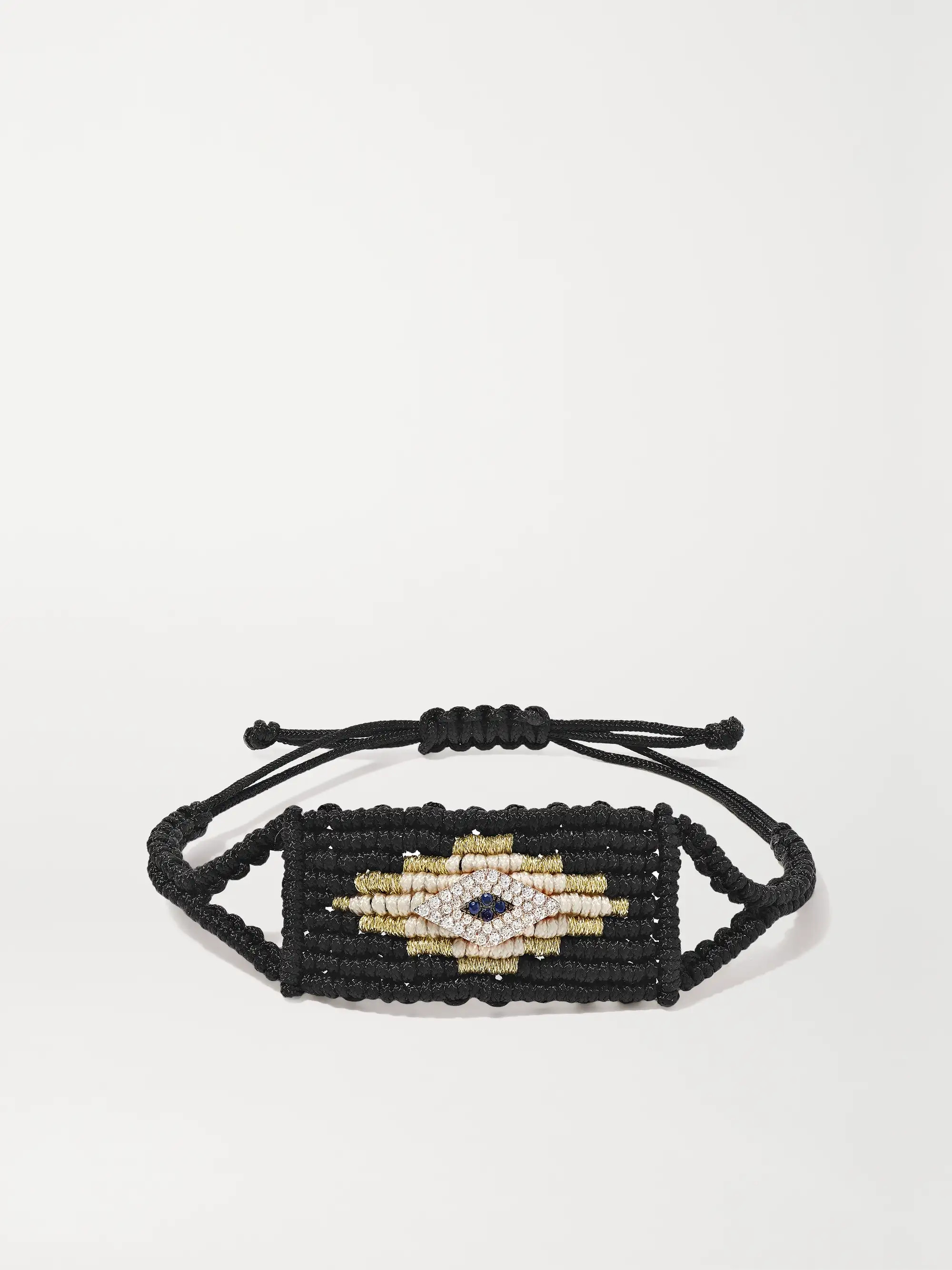 Evil Eye woven cord, diamond and sapphire bracelet | NET-A-PORTER (US)