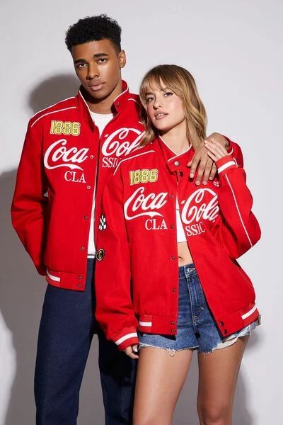 Unisex Coca-Cola Patch Bomber Jacket | Forever 21