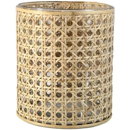 Serene Spaces Living Large Glass Hurricane Candle Holder Wrapped in Woven Rattan Cane Candle Centerp | Walmart (US)