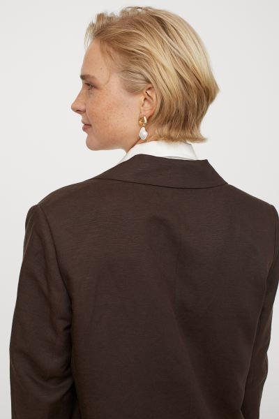 Oversized jacket in a linen and viscose weave with notch lapels, a one-button fastening at the fr... | H&M (UK, MY, IN, SG, PH, TW, HK)