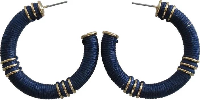 Time and Tru Bright Navy Thread Wrapped Hoop Earring for Women | Walmart (US)