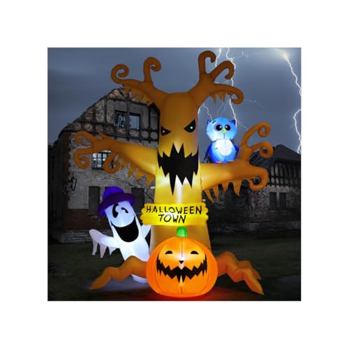 GOOSH 8 FT Halloween Inflatables Dead Tree Outdoor Decorations Blow Up Yard Owl Ghosts and Pumpkins Surround The Dead Tree with Built-in LED Lights for Outdoor Party Garden Lawn Decor | Amazon (US)