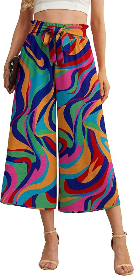 IWOLLENCE Women Flowy Loose Wide Leg Pant Summer Beach Casual Trousers high Waist Adjustable Knot... | Amazon (US)