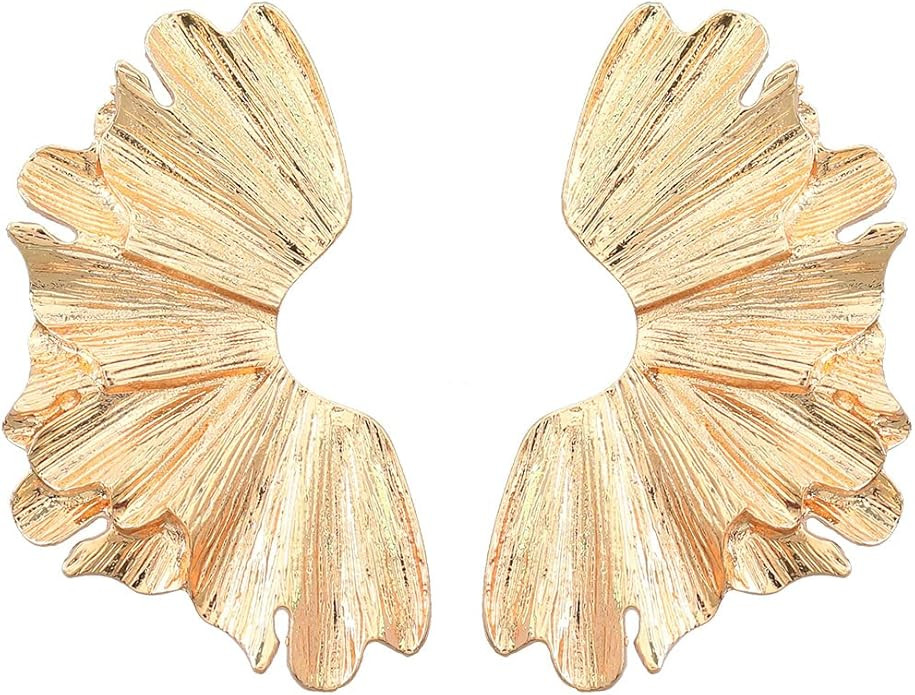 Metallic Flower Earrings Alloy Floral Earring Geometric Exaggerated Earrings Sculptural Flower Go... | Amazon (US)