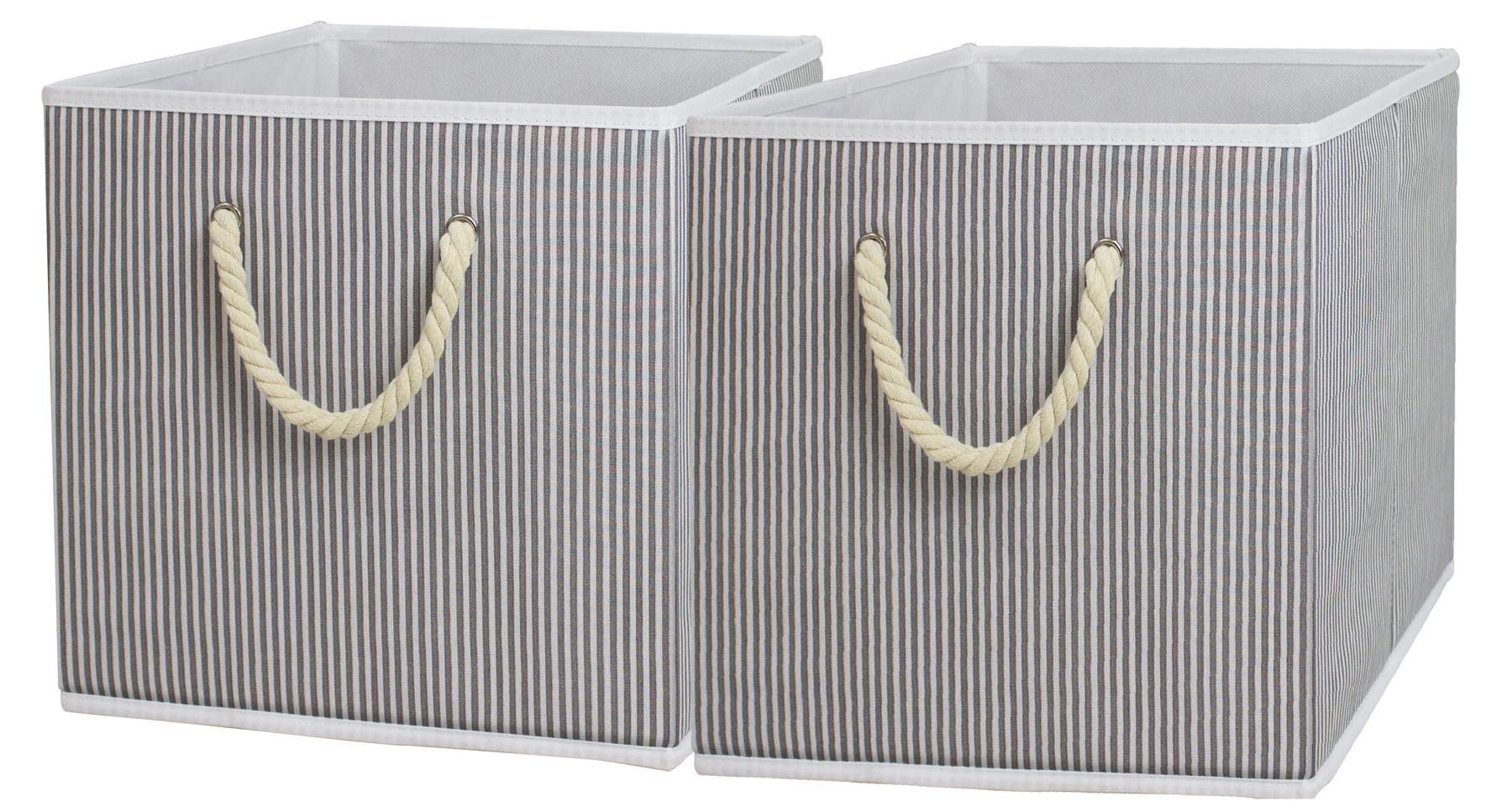 Better Homes & Gardens Fabric Cube Storage Bins (12.75" x 12.75"), Gray Stripe, 2 Pack | Walmart (US)