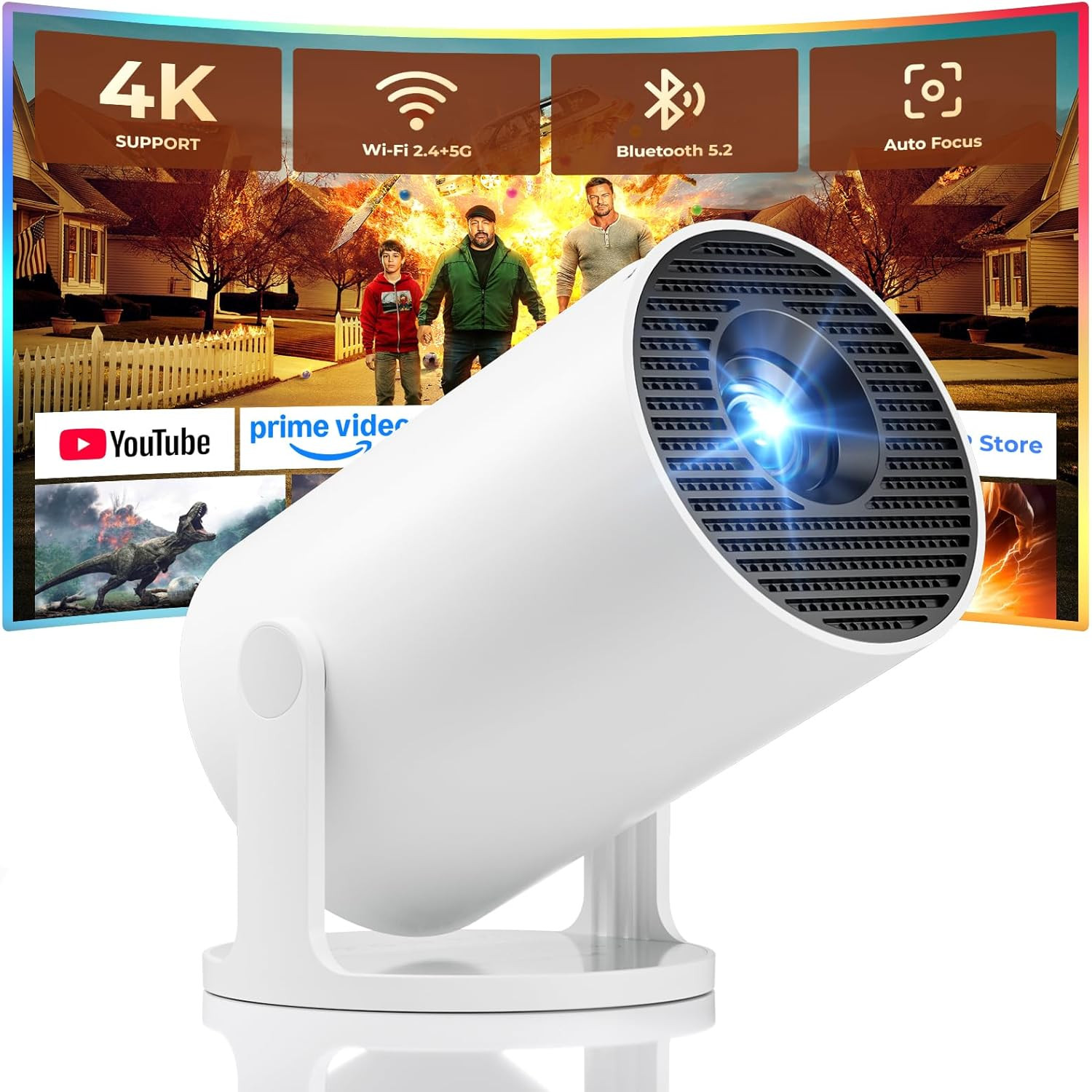 Mini Projector, Portable Projector with Wifi and Bluetooth, Built in Apps | Amazon (US)