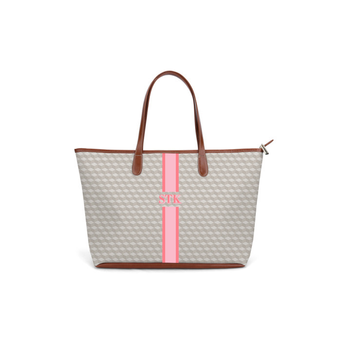 St. Anne Zippered Tote - Monogram Stripe | Barrington Gifts