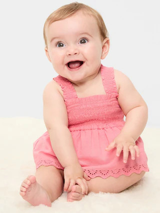 Printed Ruffled Smocked Romper for Baby | Old Navy (US)