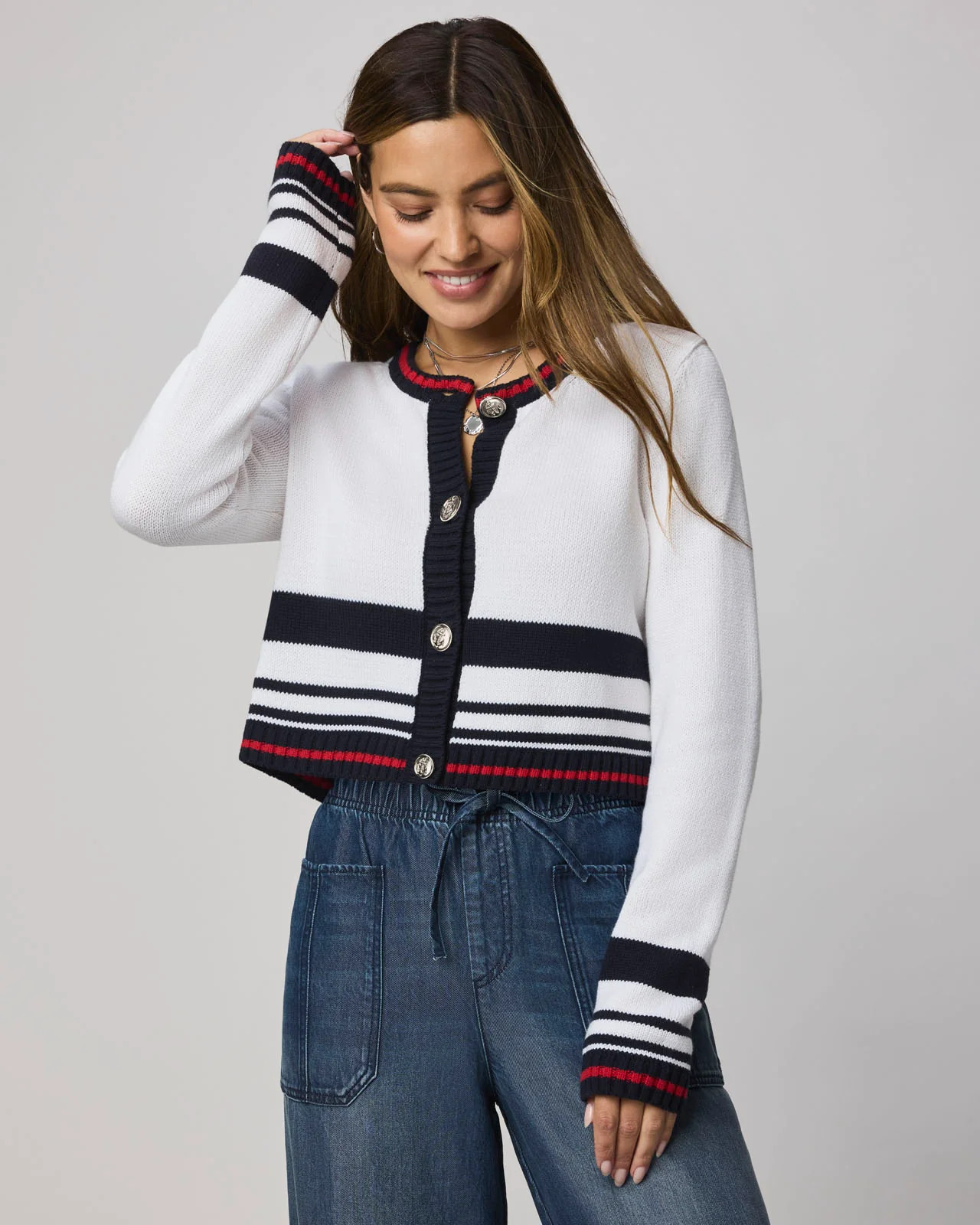 Splendid - Sailor Stripe Cardigan - White/Navy/Rouge | Splendid