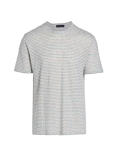 COLLECTION Elevated Cotton Linen Striped T-Shirt | Saks Fifth Avenue