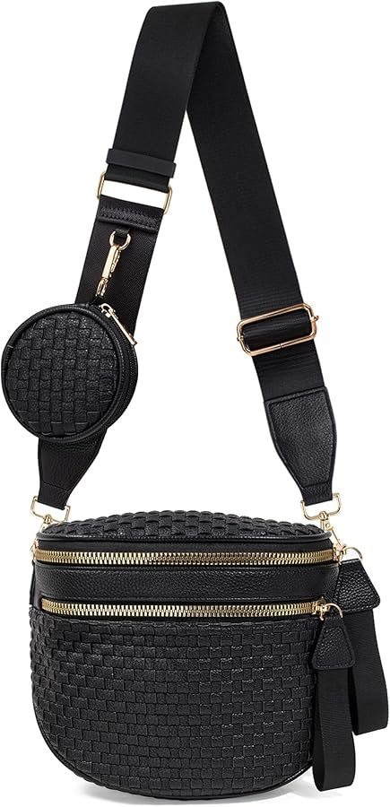 Valentoria Large Woven Leather Crossbody Bags for Women Checkered Bum Bag Sling Bag Purse Adjusta... | Amazon (US)