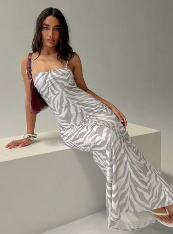 Kierra Mesh Maxi Dress Zebra | Princess Polly US